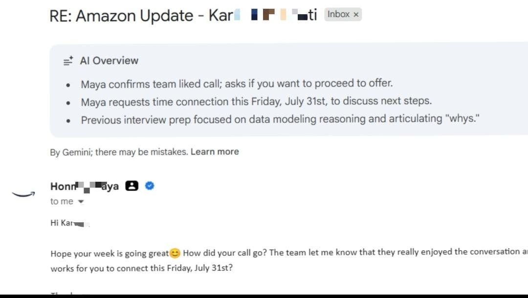 Email received by Simon — Amazon